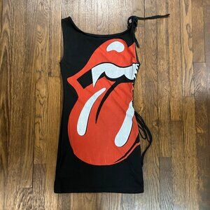 RARE Y2K Vintage Buddhist Punk bodycon dress Rolling Stones Licks 2003 tour XS